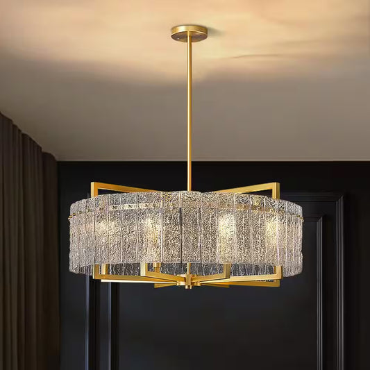 6-Light Gold 25.6In Modern Glass Shade Chandelier for Dining Room