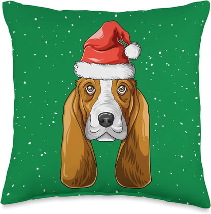 Basset Hound Christmas Decorative Throw Pillow - Perfect Gift for Dog Enthusiasts