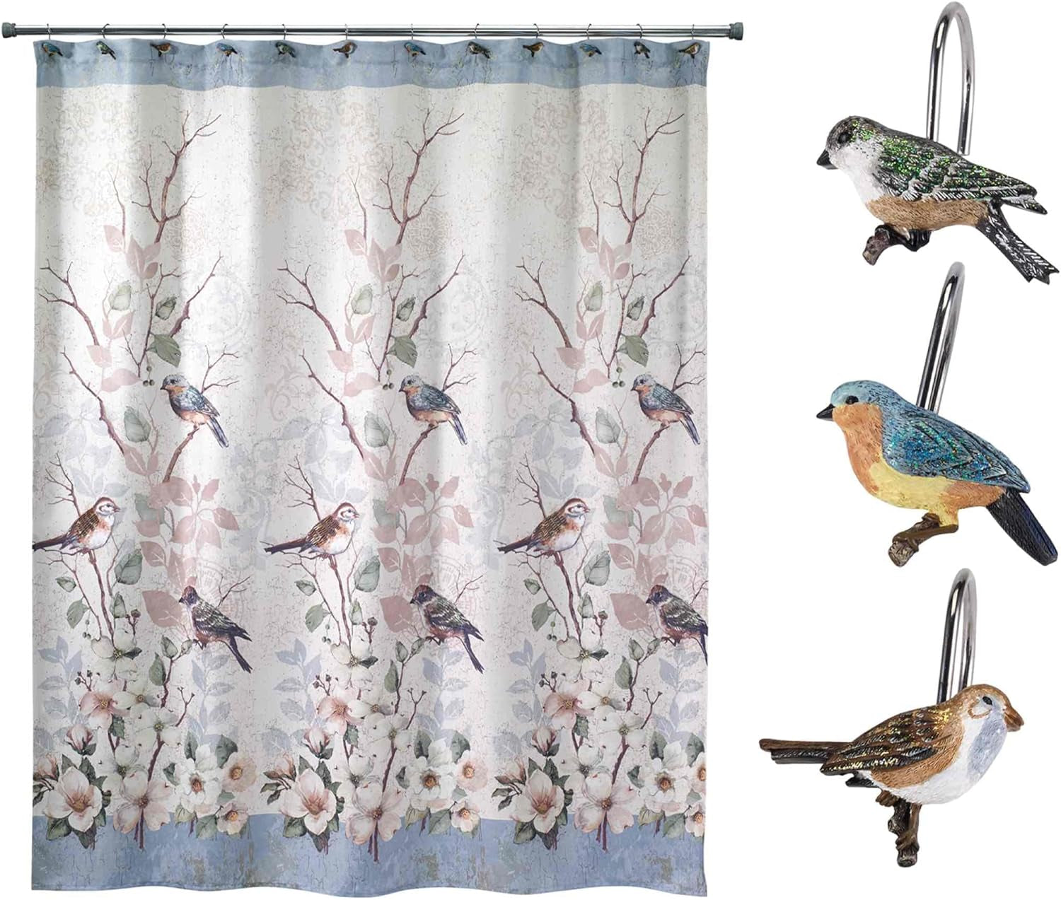 Nature-Inspired Shower Curtain – Love Nest Collection (72")