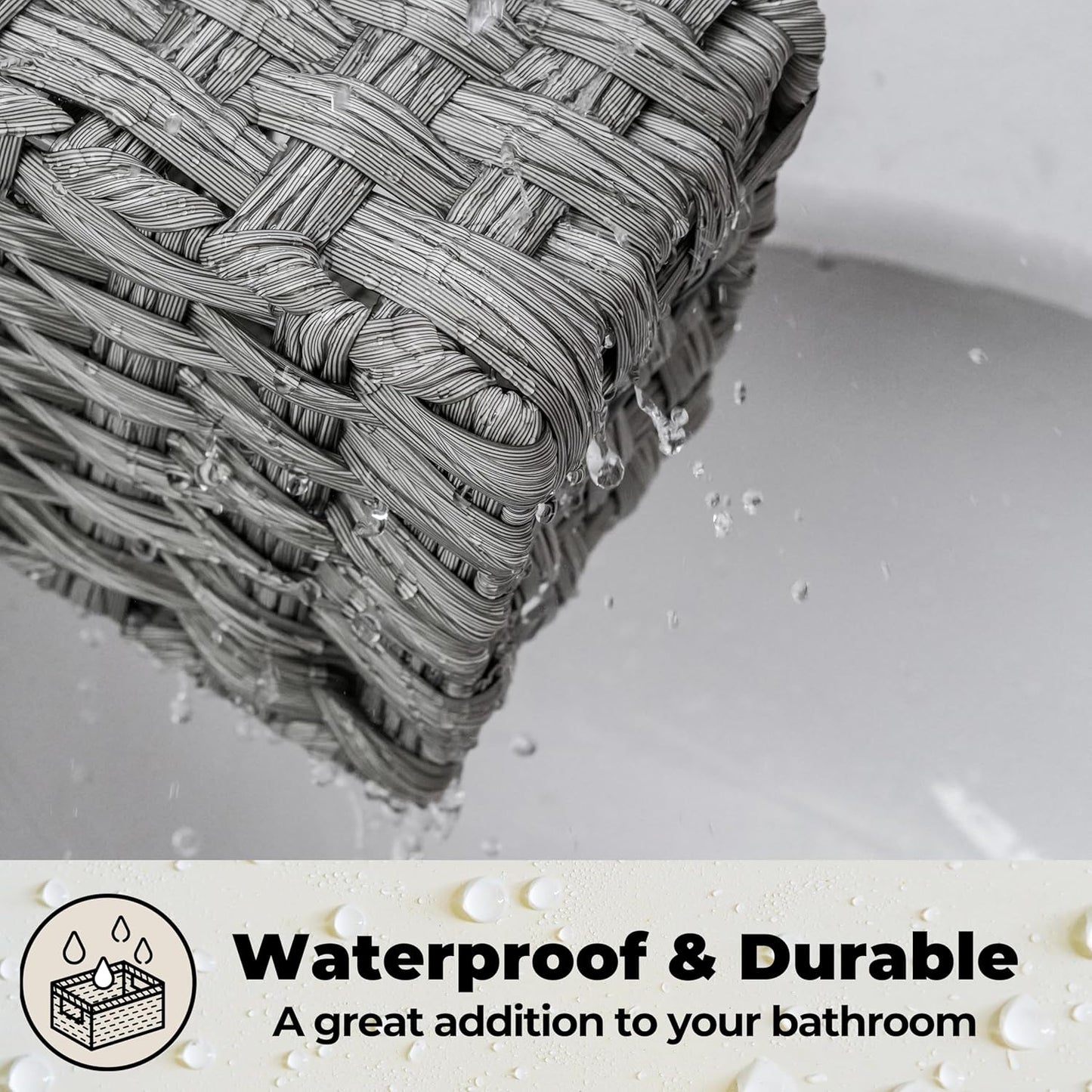 Set of 2 Gray Wicker Toilet Tank Trays – Compact Bathroom Storage