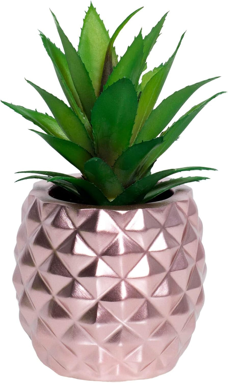 Artificial Succulent Pineapple Decorative Planter - Faux Pineapple Accent for Home, Office, and Kitchen (Rose Gold)
