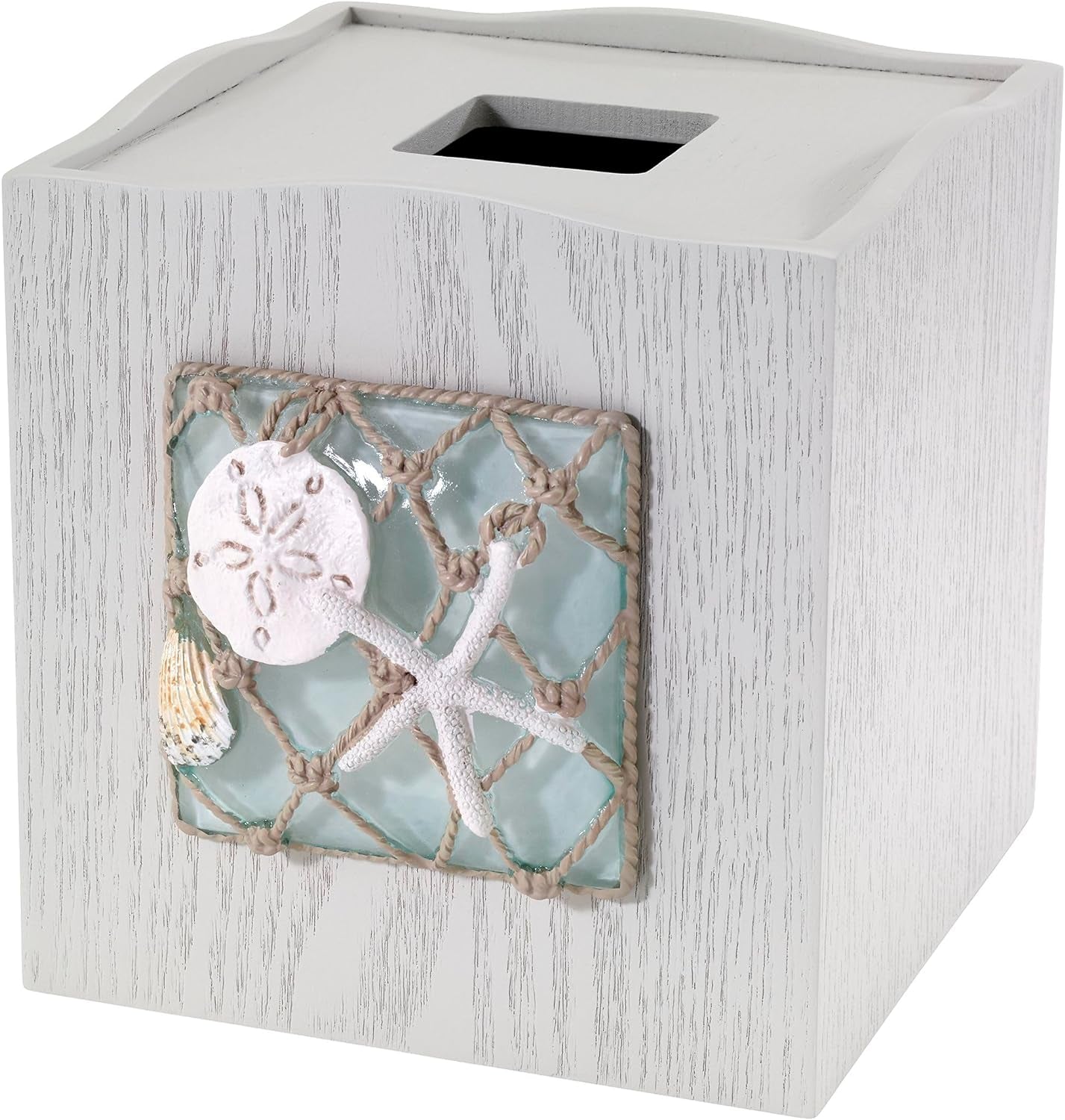 Coastal Resin Tissue Cover – Seaglass Collection Accent