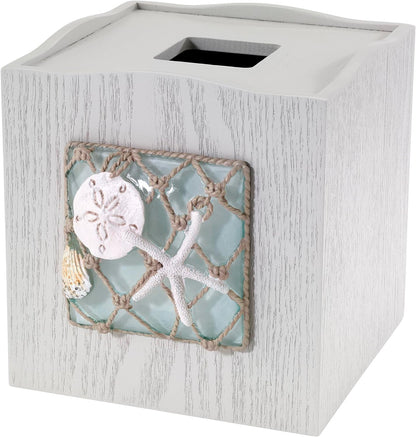 Coastal Resin Tissue Cover – Seaglass Collection Accent