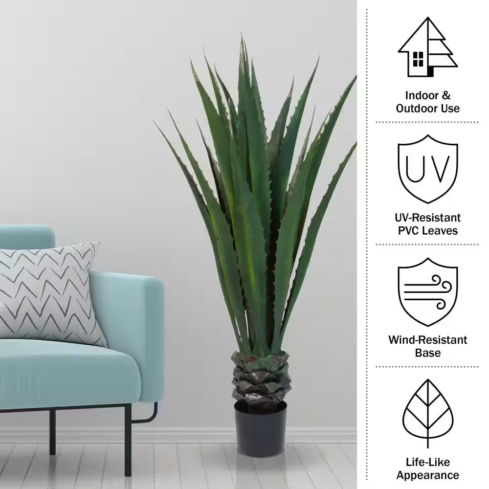 Giant 52" Faux Agave Floor Plant for Home or Office