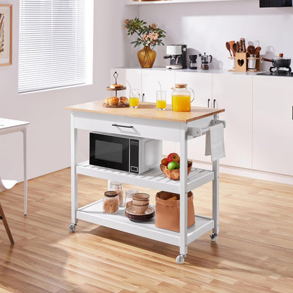 Kitchen Island Cart with 3-Tier Storage and Wheels
