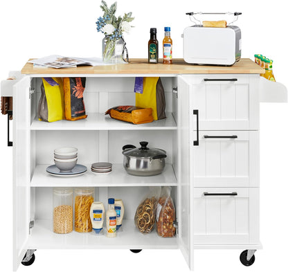  Mobile Kitchen Island with Adjustable Shelves