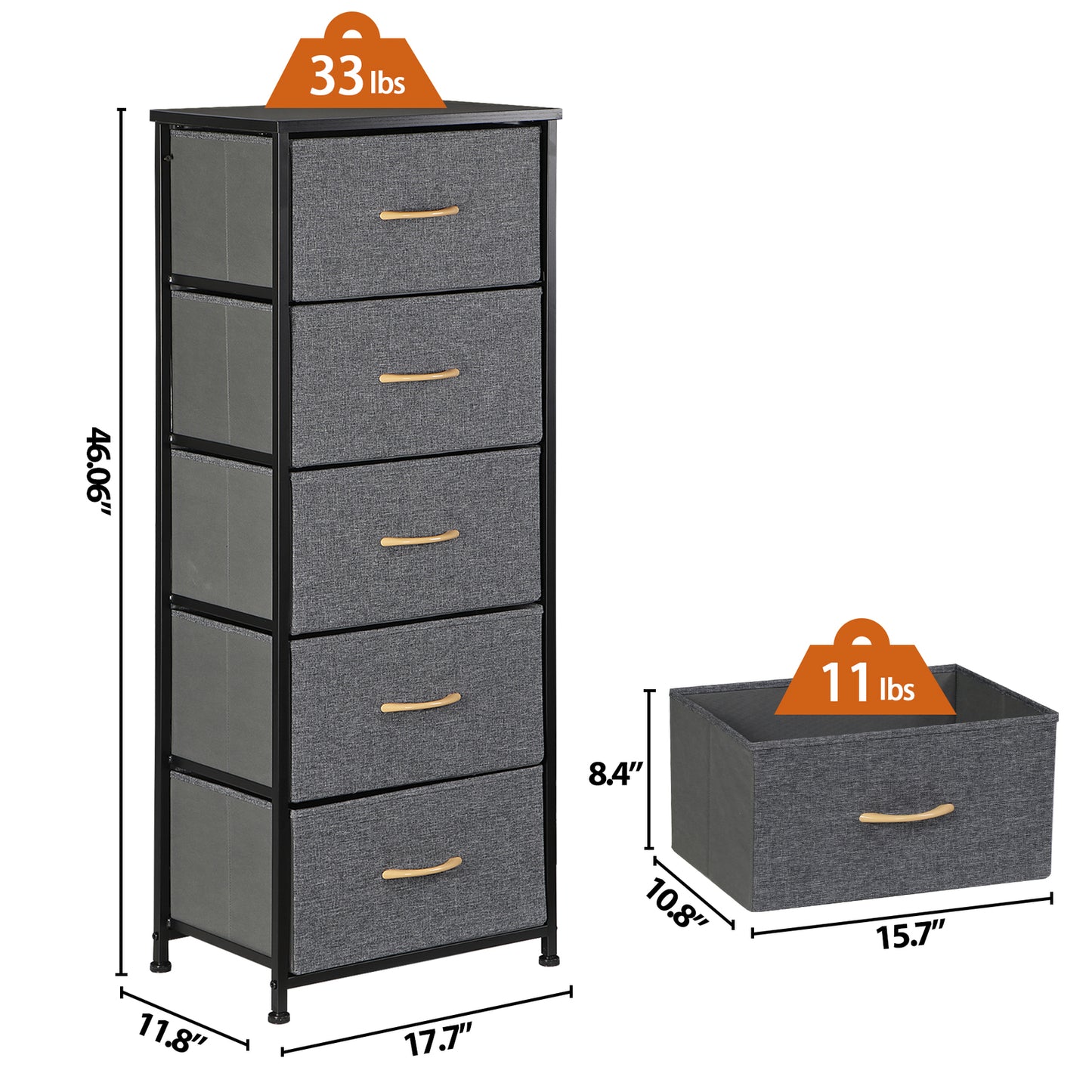 Elegant Tall 5-Drawer Dresser for Bedroom Storage and Organization