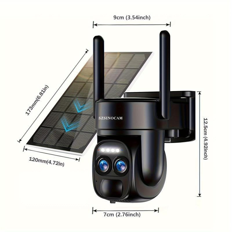 Solar Security Camera Wireless Outdoor, 4K 2.4GHz WiFi PTZ Camera Battery Powered
