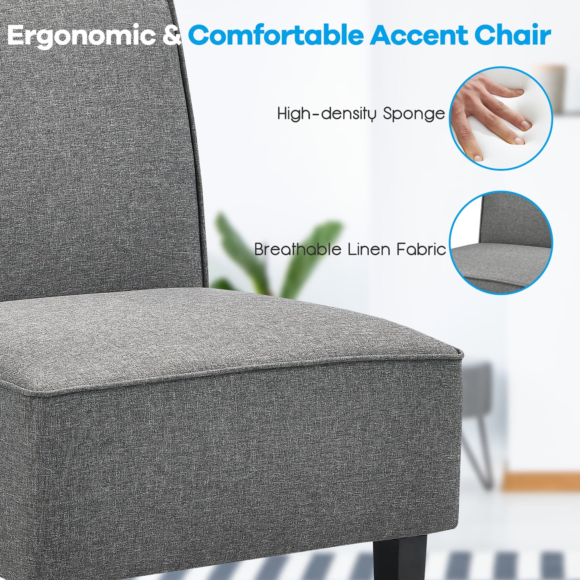 Cozy Armless Accent Chair – Gray Upholstery