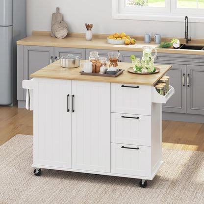   Mobile Kitchen Island with Adjustable Shelves
