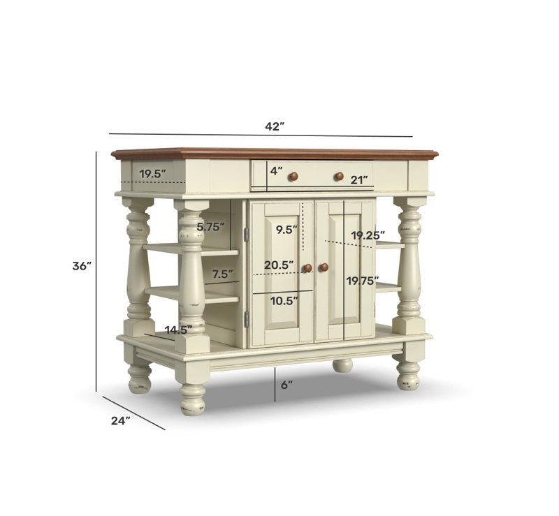 Aamyah Solid Wood Kitchen Island 