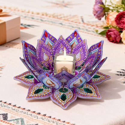 DIY Lotus-Shaped Diamond Painting Candle Holder - ( Candles not Included)