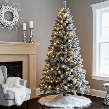 30-Inch Faux Fur Christmas Tree Skirt - Plush Winter Holiday Mat in Snowy White