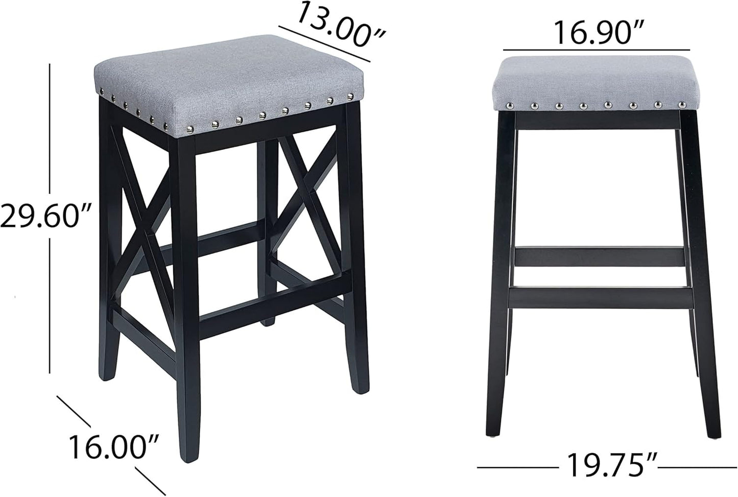 Blair Contemporary Farmhouse Upholstered Fabric Barstools - Set of 2