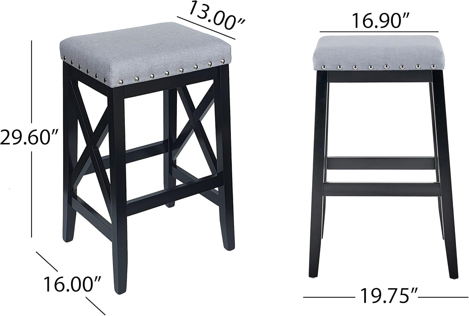 Blair Contemporary Farmhouse Upholstered Fabric Barstools - Set of 2