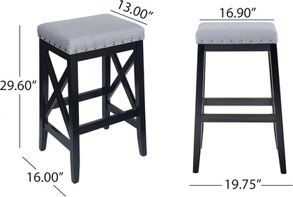 Blair Contemporary Farmhouse Upholstered Fabric Barstools - Set of 2