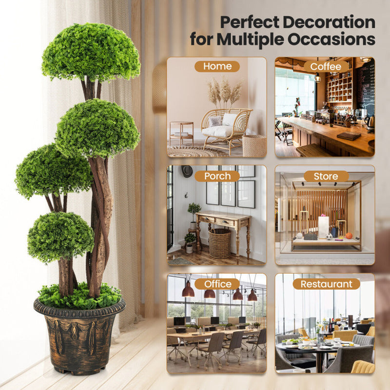 Decorative 3’ Cedar Topiary Tree with Rattan Base