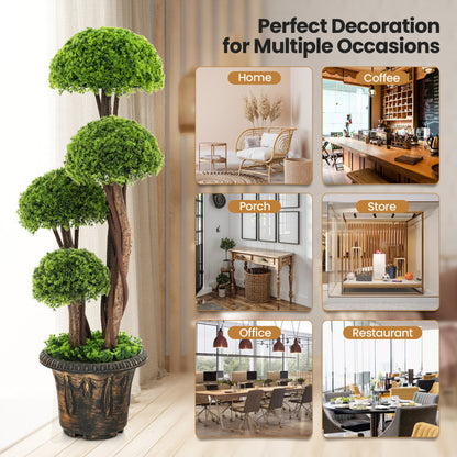 Decorative 3’ Cedar Topiary Tree with Rattan Base