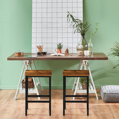 Set of 2 Industrial Bar Stools with Footrest for Kitchen and Breakfast Areas