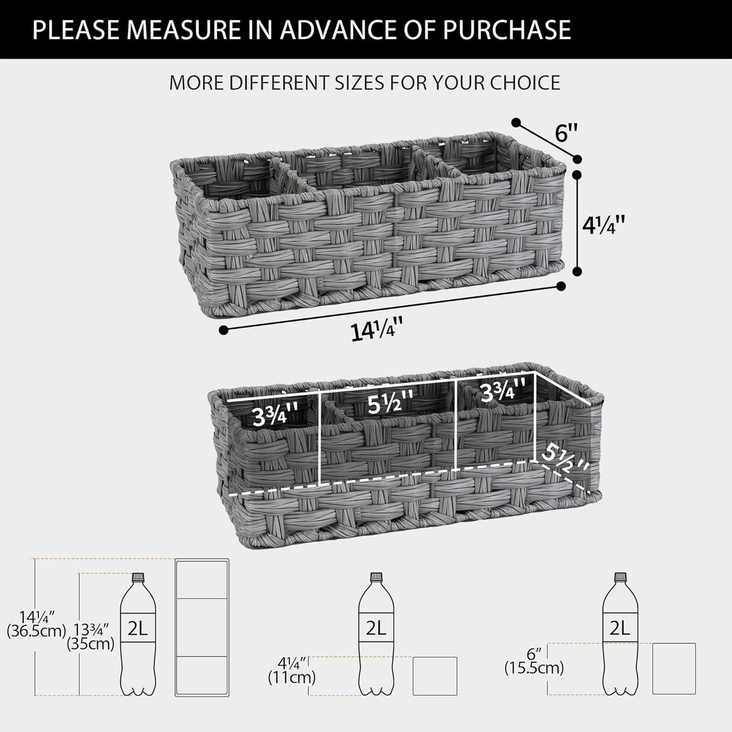 Set of 2 Gray Wicker Toilet Tank Trays – Compact Bathroom Storage