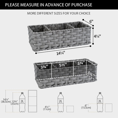 Set of 2 Gray Wicker Toilet Tank Trays – Compact Bathroom Storage