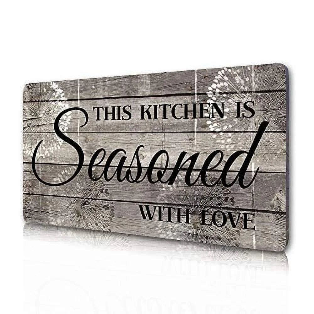 "Seasoned with Love" Kitchen Sign – Rustic Farmhouse Style