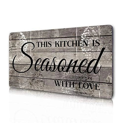 "Seasoned with Love" Kitchen Sign – Rustic Farmhouse Style