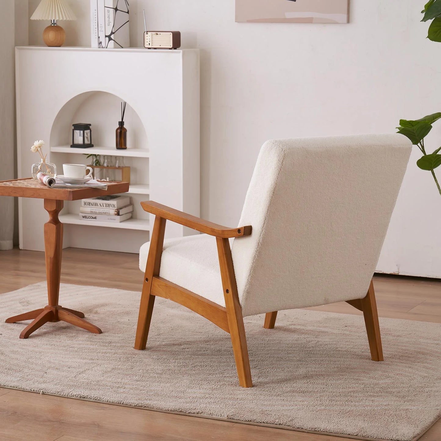 Mid-Century Modern Beige Accent Chair