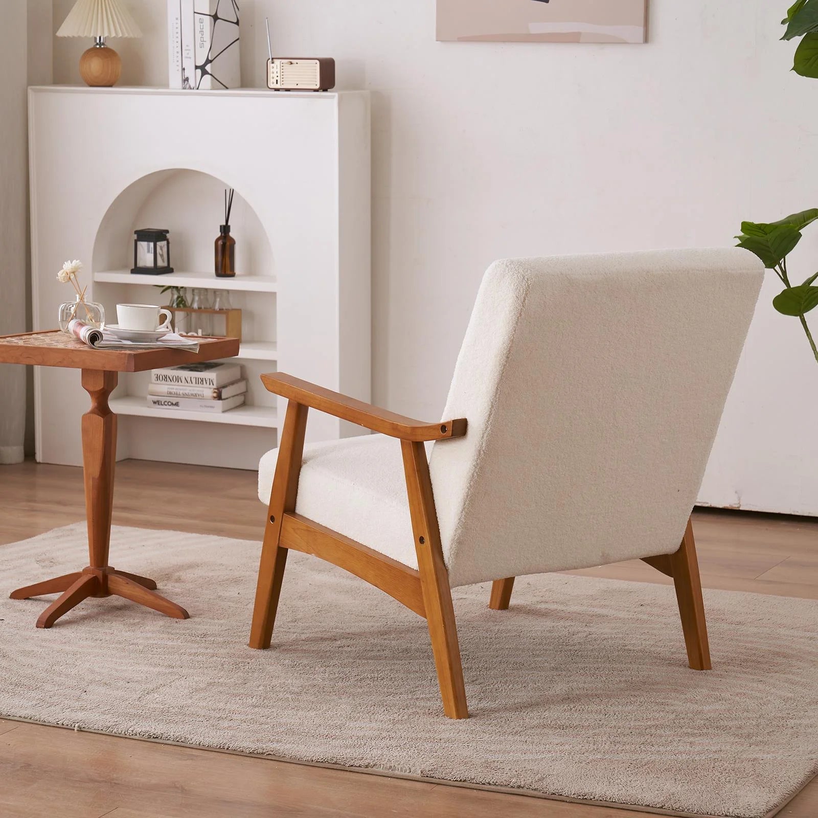 Mid-Century Modern Beige Accent Chair