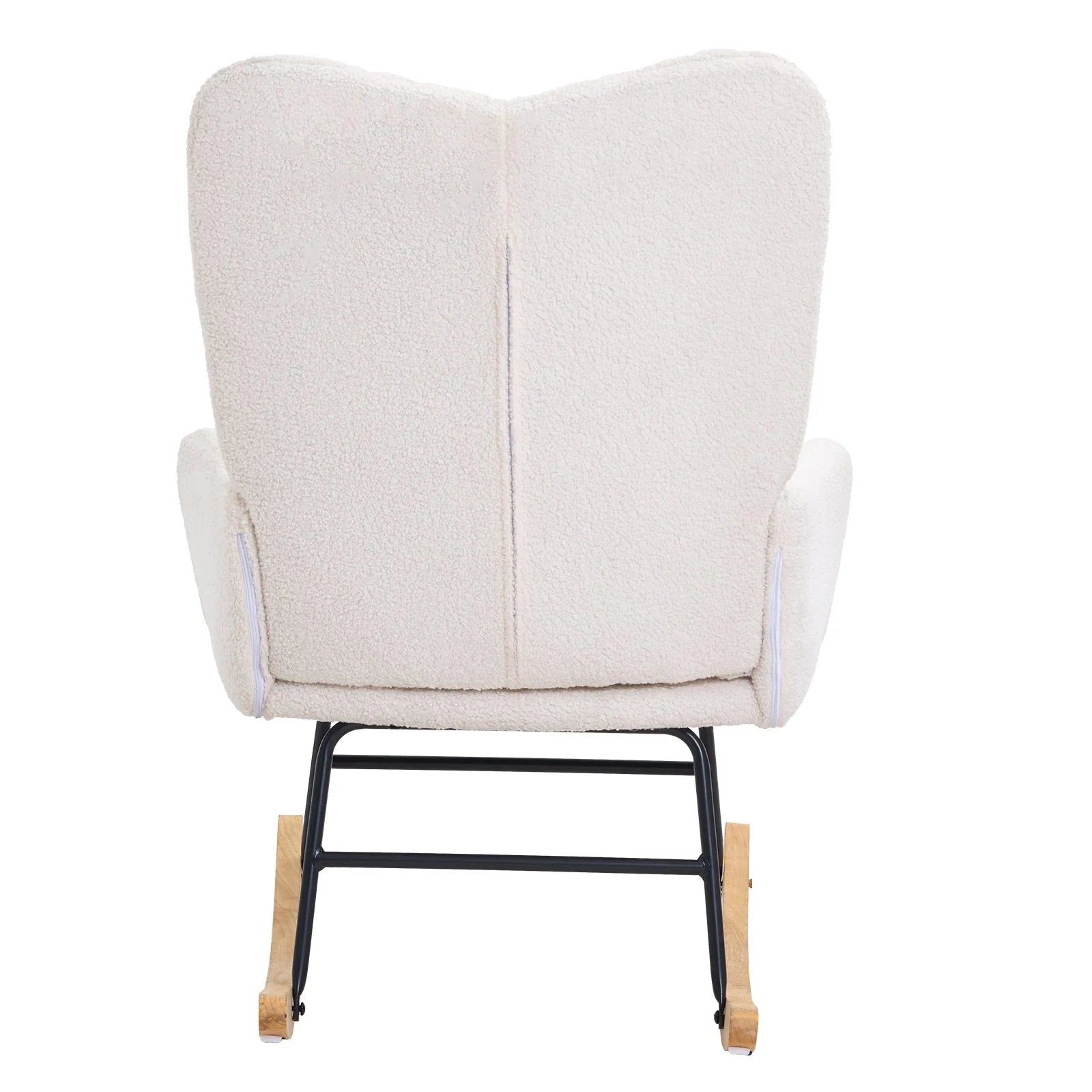 VEVOR Nursery Rocking Chair – Plush Upholstered Glider in Ivory White