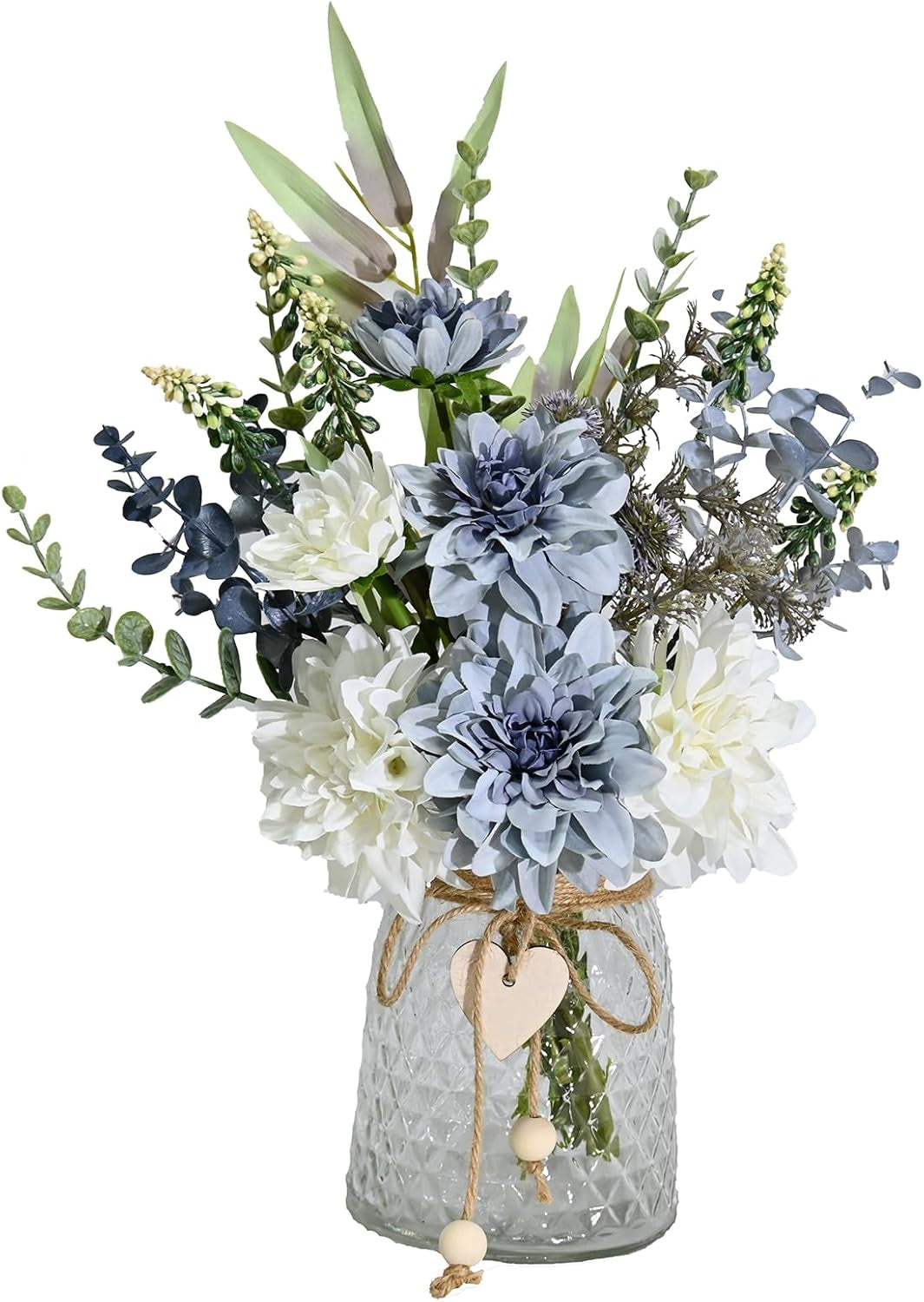 Artificial Hydrangea Flower Arrangements in Vase for Home, Garden, Party, and Wedding Centerpieces