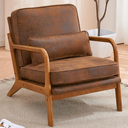 Modern Teddy Velvet Accent Chair with Wood Frame