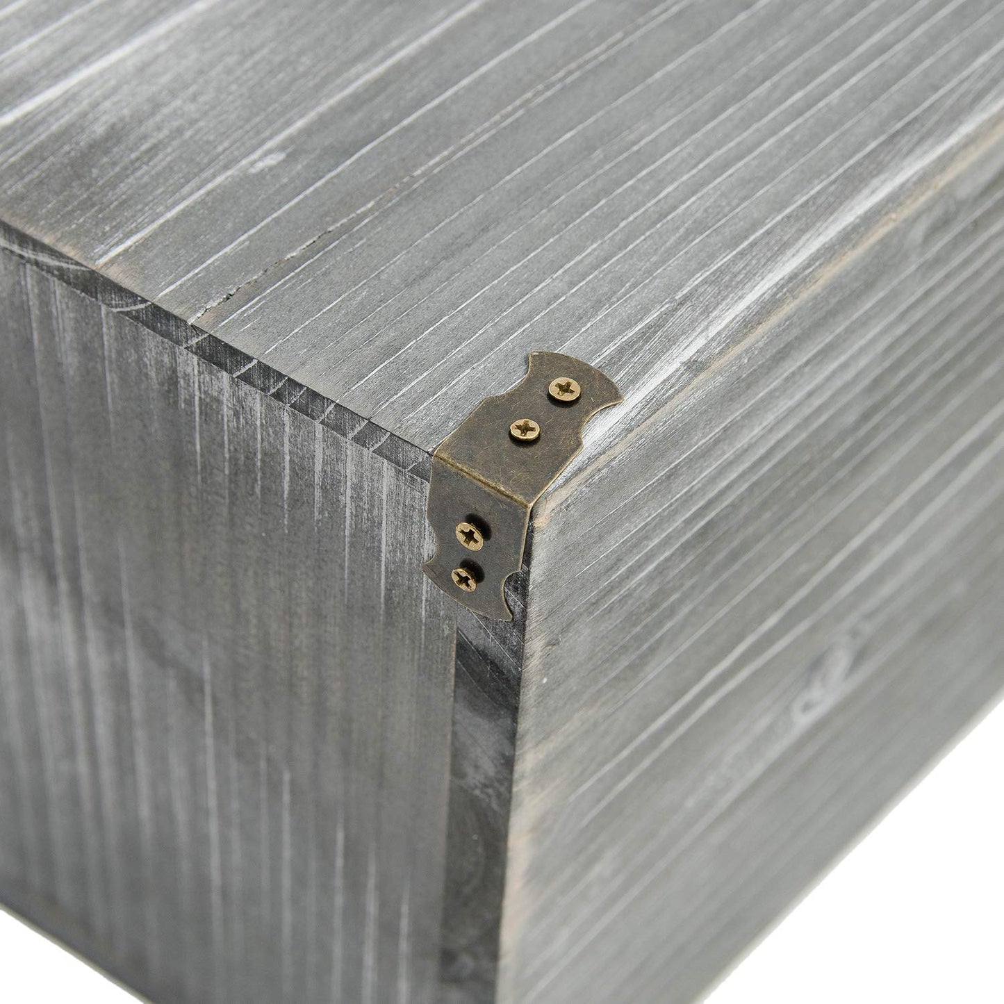 Gray Farmhouse Wood Trash Can with Metal Brackets – Rustic Waste Bin for Home & Office