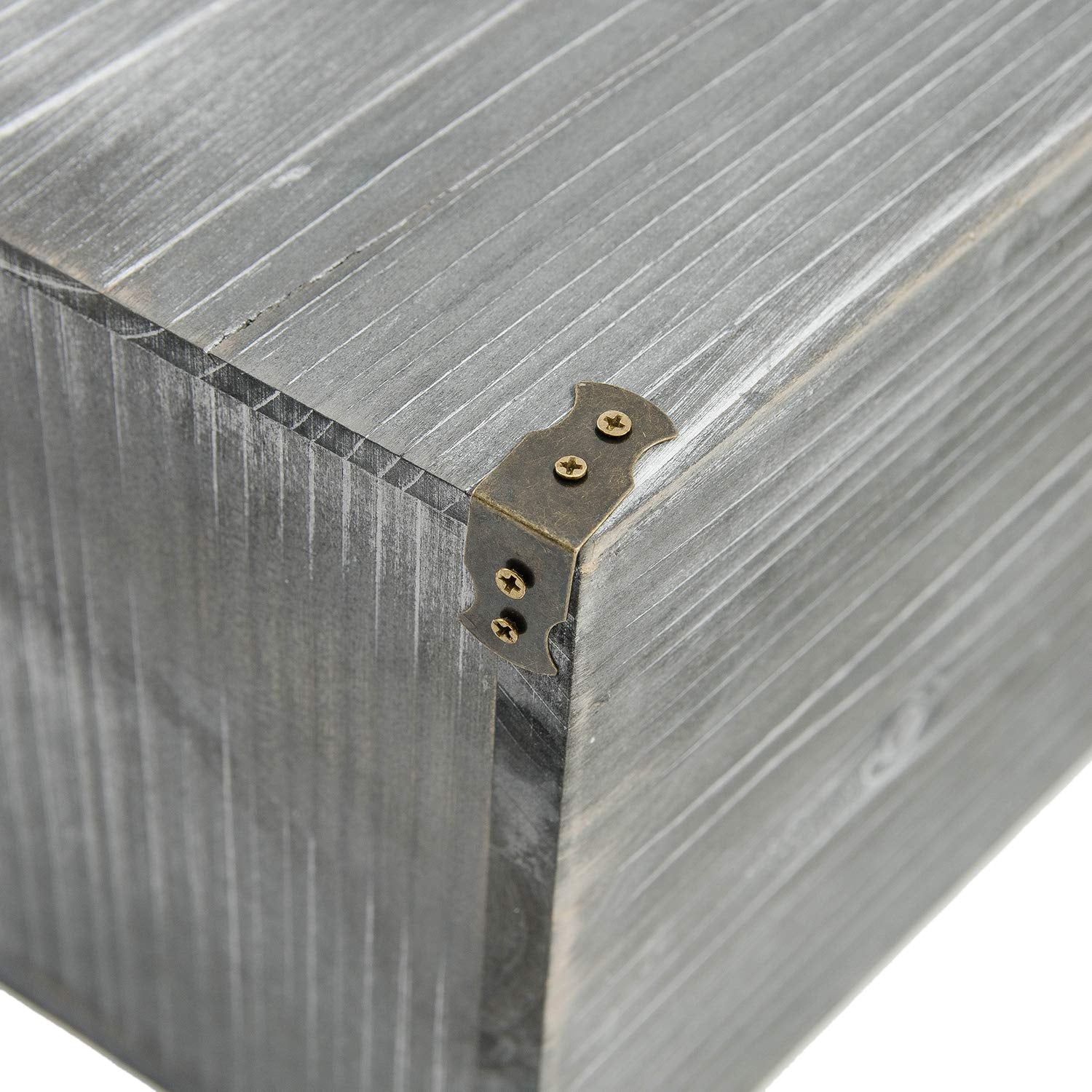 Gray Farmhouse Wood Trash Can with Metal Brackets – Rustic Waste Bin for Home & Office