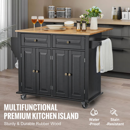 Utility Kitchen Cart with Storage and Expandable Top