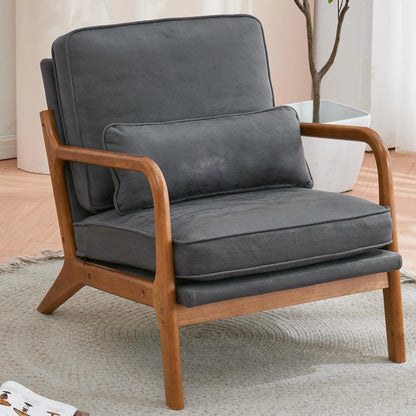 Modern Teddy Velvet Accent Chair with Wood Frame