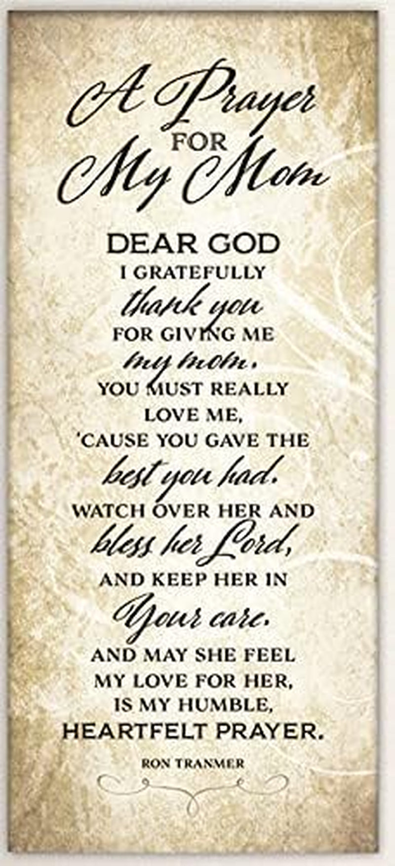 Heartfelt Prayer for Mother - Elegant Wooden Wall Plaque | 8"x16" Inspirational Christian Decor | Handcrafted in the USA | Ideal Gift for Mother's Day and Special Occasions