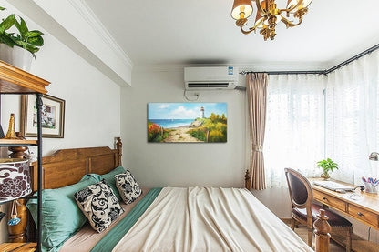 Ocean Coastal Beach Canvas Wall Art Living Room Painting Seascape Lighthouse ...