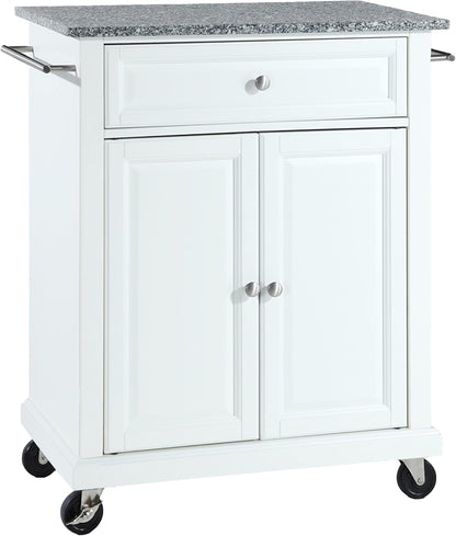 Compact Rolling Cart with Stainless Steel Top, Shelves, and Towel Rack, Black