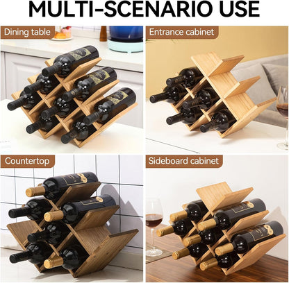 Natural Wood Wine Rack – 8-Bottle Stand & Display Shelf