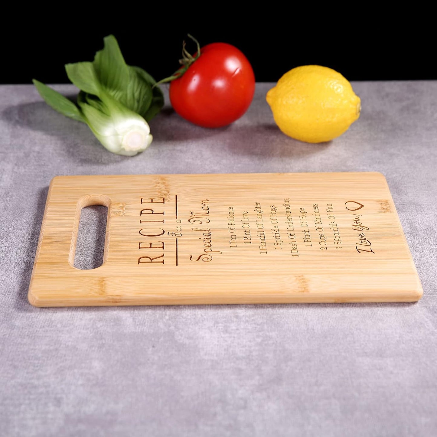 Custom Engraved Bamboo Cutting Board for Mother's Day and Birthdays - Thoughtful Recipe Design for Moms