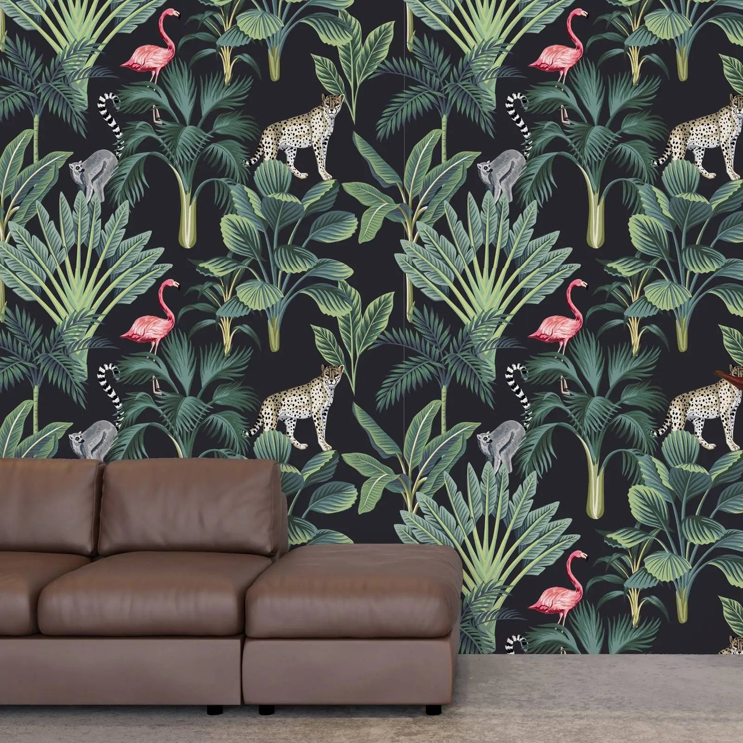 Vintage Tropical Peel & Stick Wallpaper – Flamingos & Palms