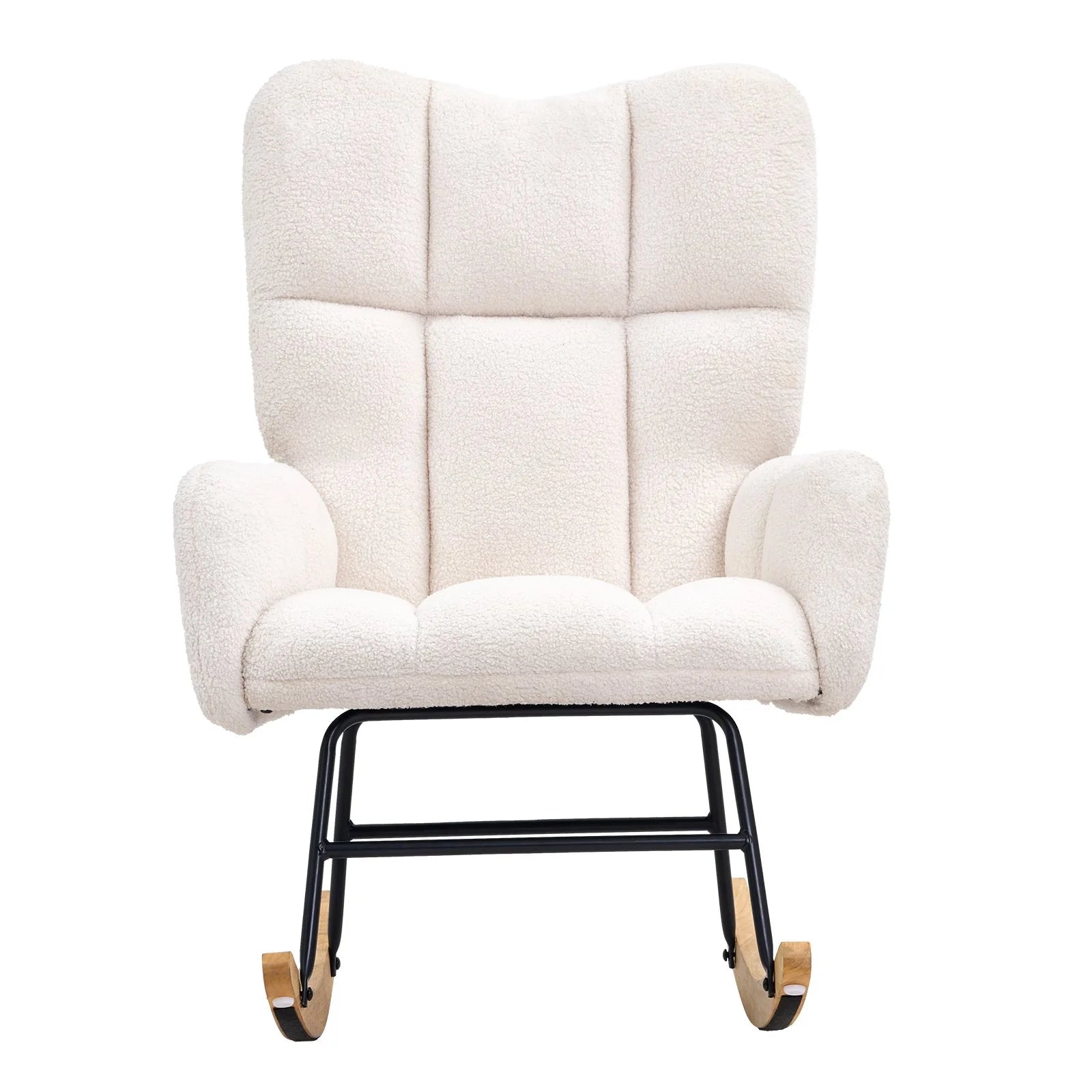 VEVOR Nursery Rocking Chair – Plush Upholstered Glider in Ivory White