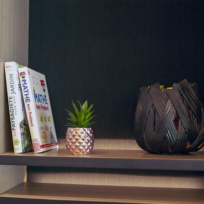 Artificial Succulent Pineapple Decorative Planter - Faux Pineapple Accent for Home, Office, and Kitchen (Rose Gold)