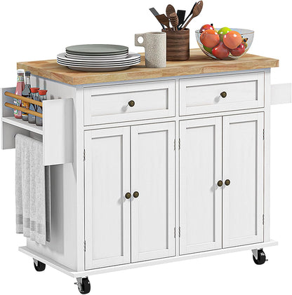 Rubber Wood Top Utility Kitchen Cart for Dining and Prep