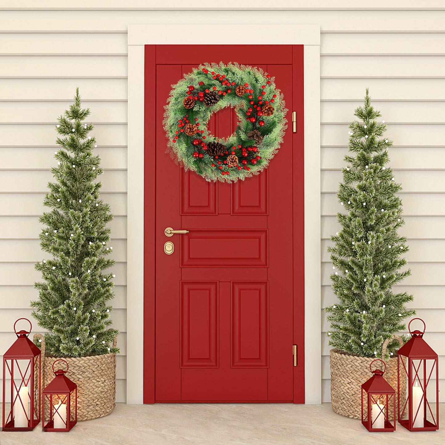 18-Inch Artificial Christmas Wreath for Indoor/Outdoor Holiday and Party Decor