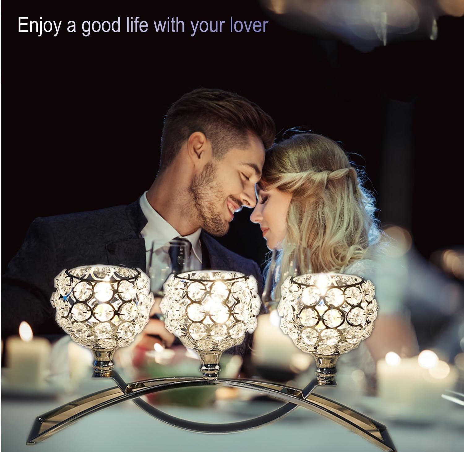 Elegant Silver Crystal 3-Arm Candle Holders - Unique Bling Tea Light Centerpiece