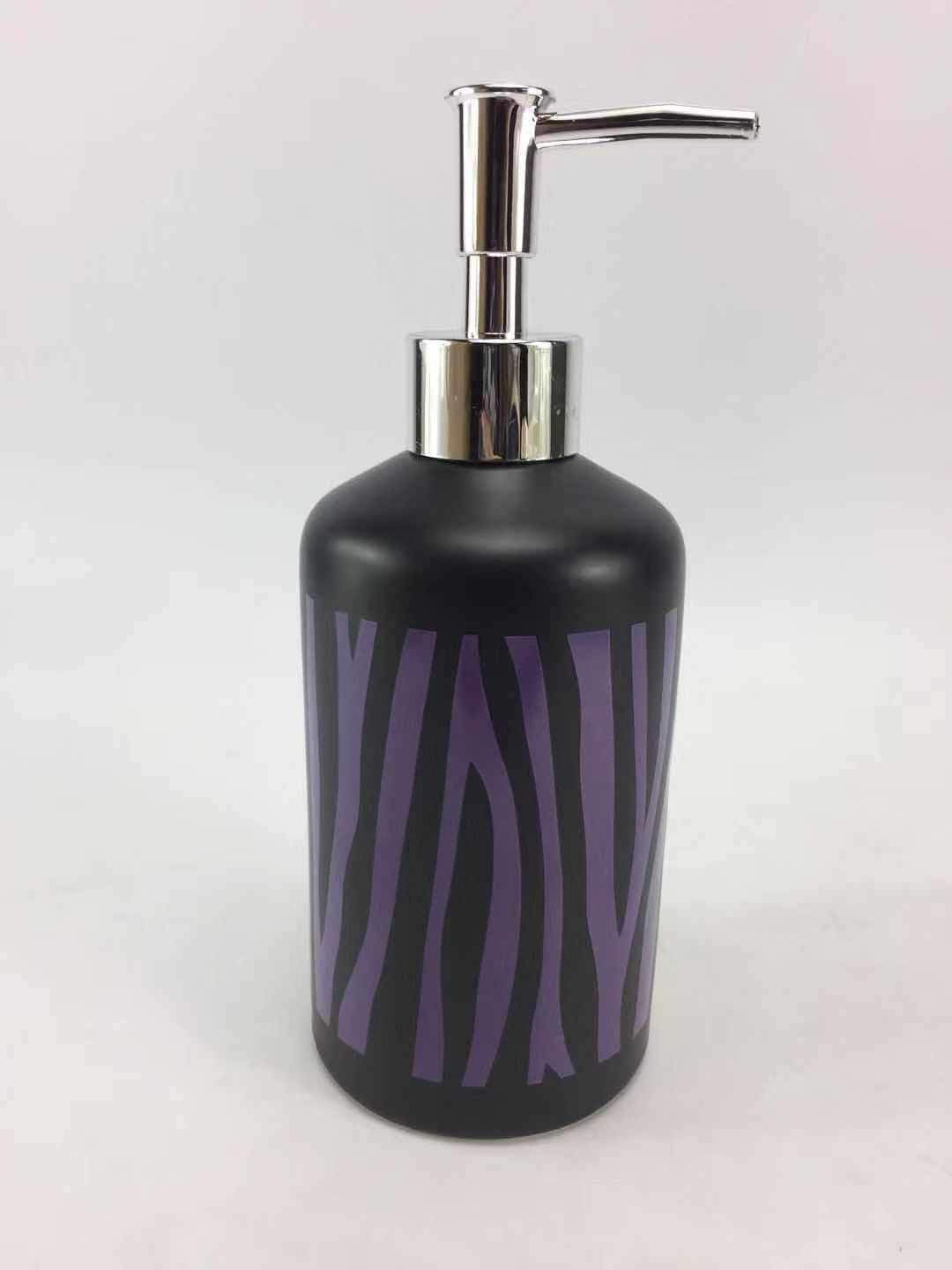 4-Piece Ceramic Bath Set — Purple Zebra Print