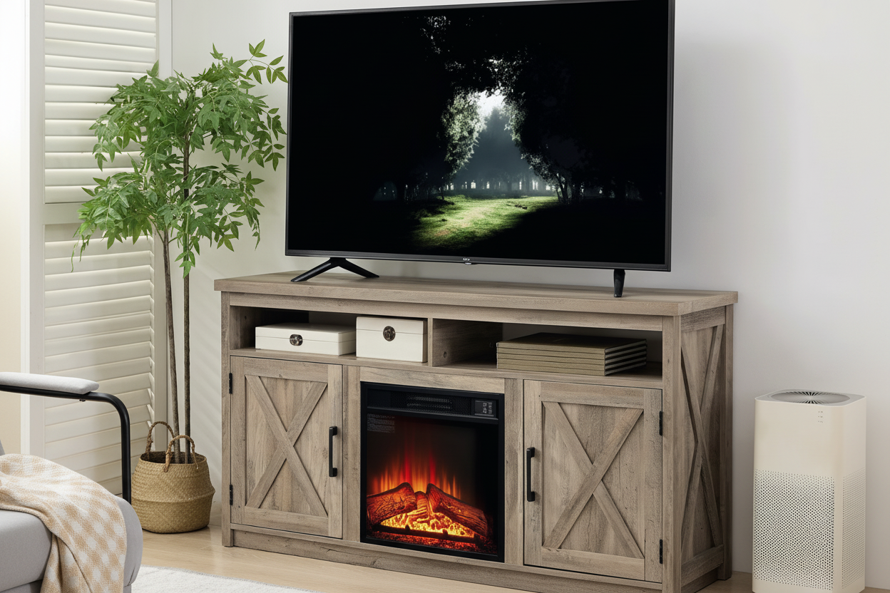 Rustic Console Fireplace Banner Image